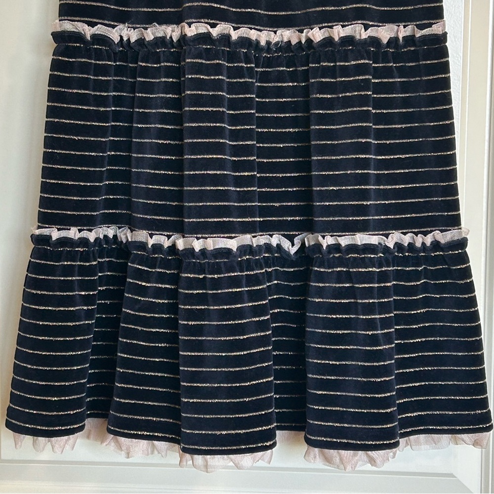 Sz8 Hanna Andersson Striped Lurex Velour Dress - Picture 5 of 7
